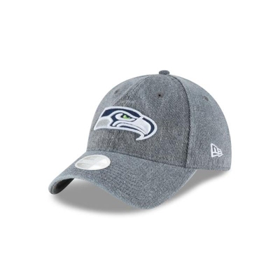 Grey Seattle Seahawks Hat - New Era NFL Faded Denim 9TWENTY Adjustable Caps USA0548269